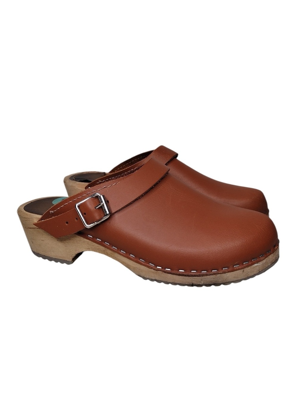 Free People X MIA Sz 8 Boho Leather Swedish Wooden Clogs
